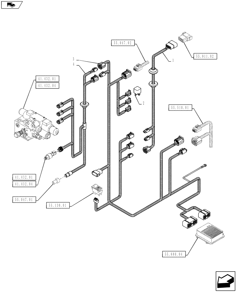 Схема запчастей Case IH PUMA 145 - (55.680.03) - HARNESS - AUTO GUIDANCE SYSTEM READY (55) - ELECTRICAL SYSTEMS