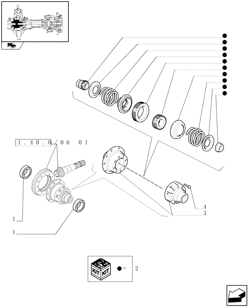 Схема запчастей Case IH FARMALL 80 - (1.40.3/07[01]) - 4WD FRONT AXLE NO-SPIN DIFFERENTIAL LOCK - DIFFERENTIAL (VAR.336325) (04) - FRONT AXLE & STEERING