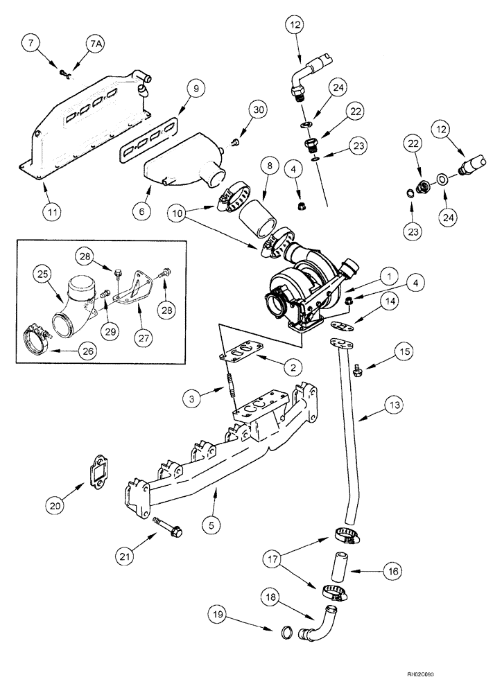 Схема запчастей Case IH SPX3185 - (03-016) - ENGINE - TURBOCHARGER SYSTEM (01) - ENGINE
