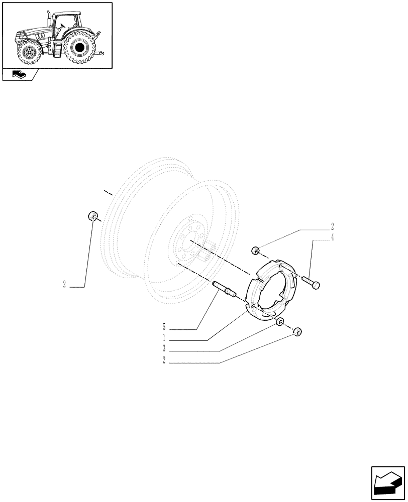 Схема запчастей Case IH PUMA 165 - (1.49.7/01) - (VAR.028-029) REAR BALLAST - 682 AND 1000 KG (05) - REAR AXLE