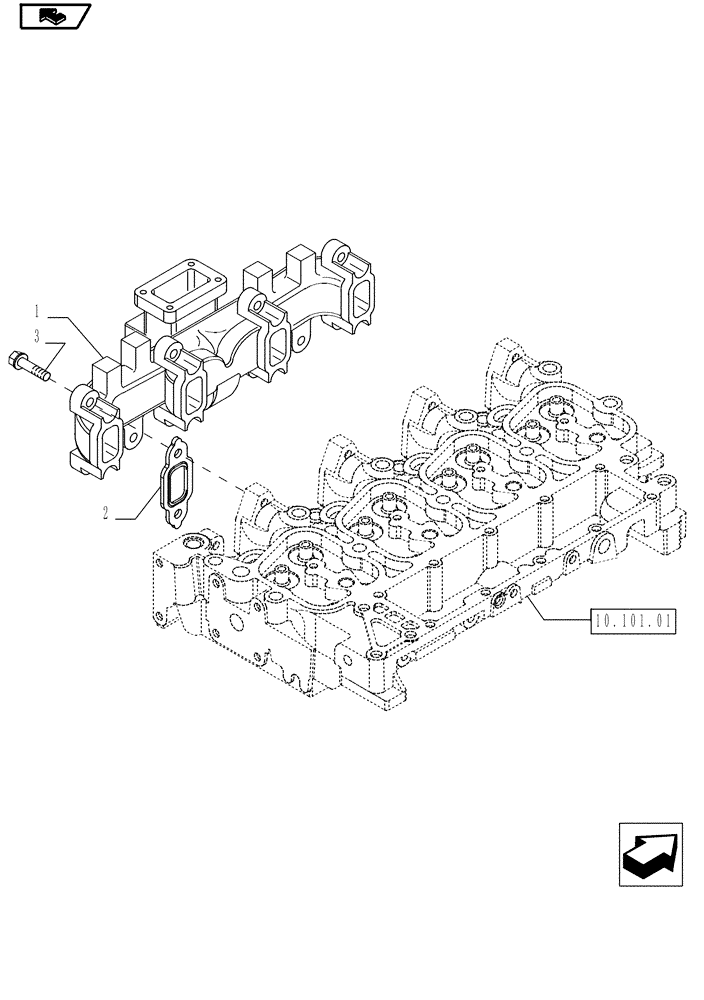 Схема запчастей Case IH P70 - (10.254.02) - EXHAUST MANIFOLD (10) - ENGINE