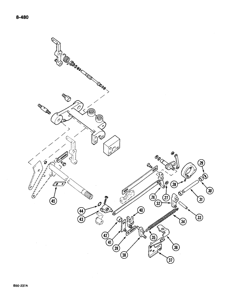 Схема запчастей Case IH 585 - (8-480) - DRAFT CONTROL LINKAGE, WITH CAB, CONTD (08) - HYDRAULICS