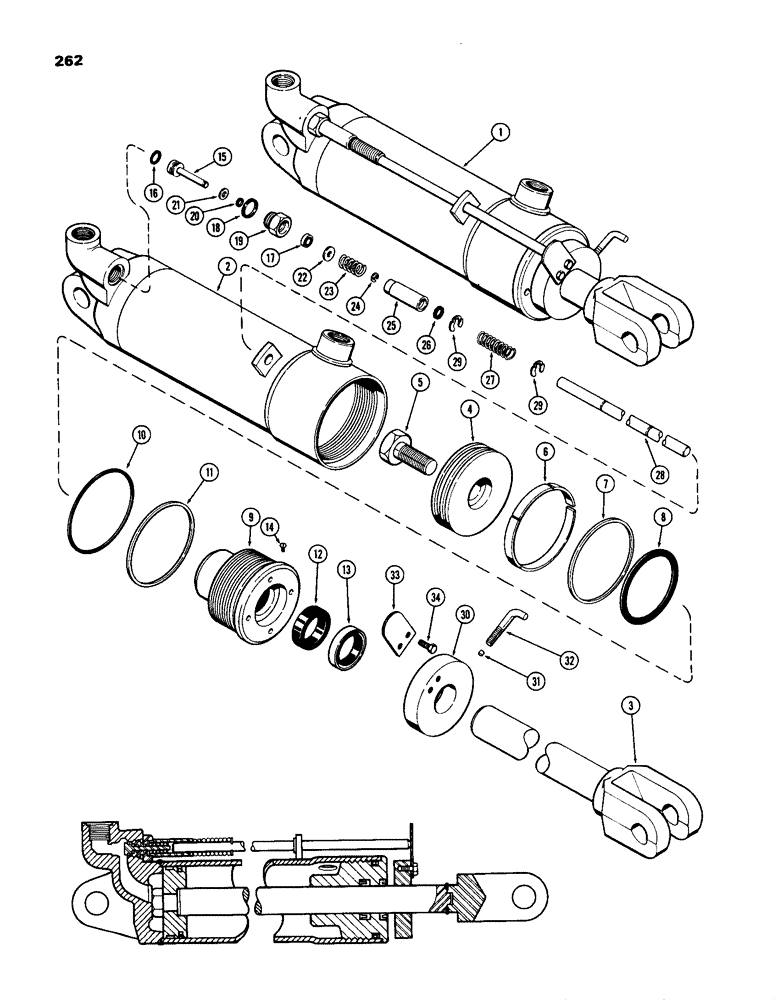 Схема запчастей Case IH 770 - (262) - 3-1/4" X 8" REMOTE HYDRAULIC CYLINDER, WITH HYDRAULIC LIMIT STOP (08) - HYDRAULICS