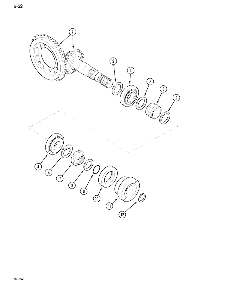 Схема запчастей Case IH 995 - (5-52) - MFD BEVEL GEAR PINION SET (05) - STEERING