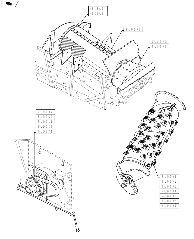 Схема запчастей Case IH 5130 - (00.000.66[01]) - PICTORAL INDEX - THRESHING (00) - GENERAL & PICTORIAL INDEX