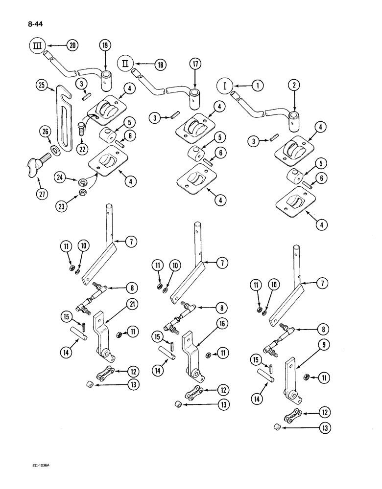 Схема запчастей Case IH 895 - (8-44) - REMOTE AUXILIARY VALVE CONTROL, FIRST, SECOND AND THIRD BANK, WITH CAB (08) - HYDRAULICS