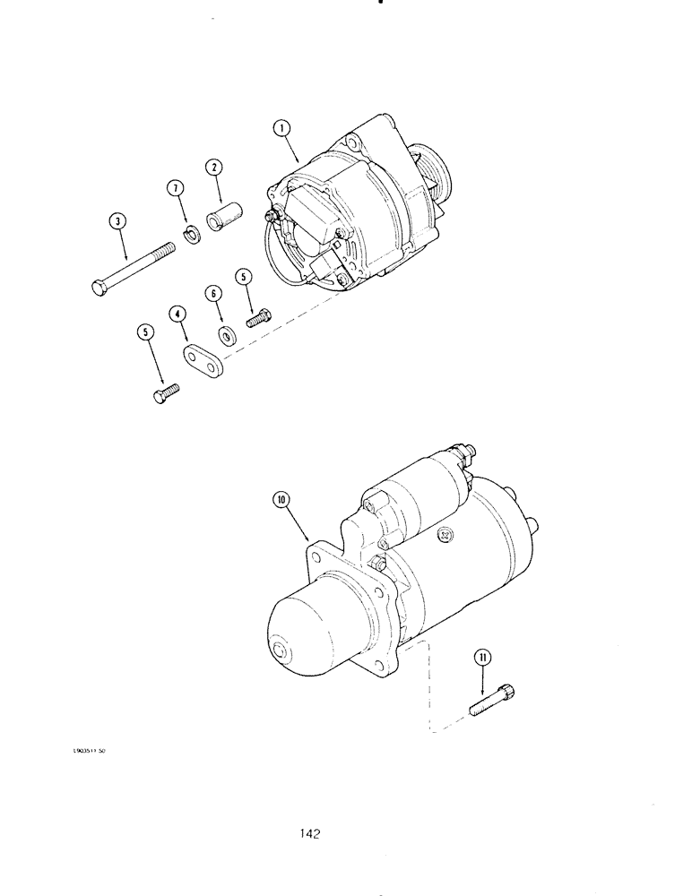 Схема запчастей Case IH 6590 - (142) - ALTERNATOR MOUNTING 