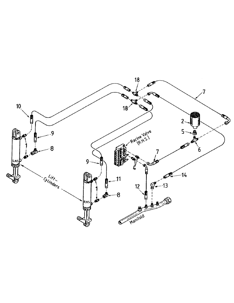 Схема запчастей Case IH 7700 - (B05-65) - HYDRAULICS, CIRCUIT, LIFT CYLINDER 7700 STANDARD Hydraulic Components & Circuits