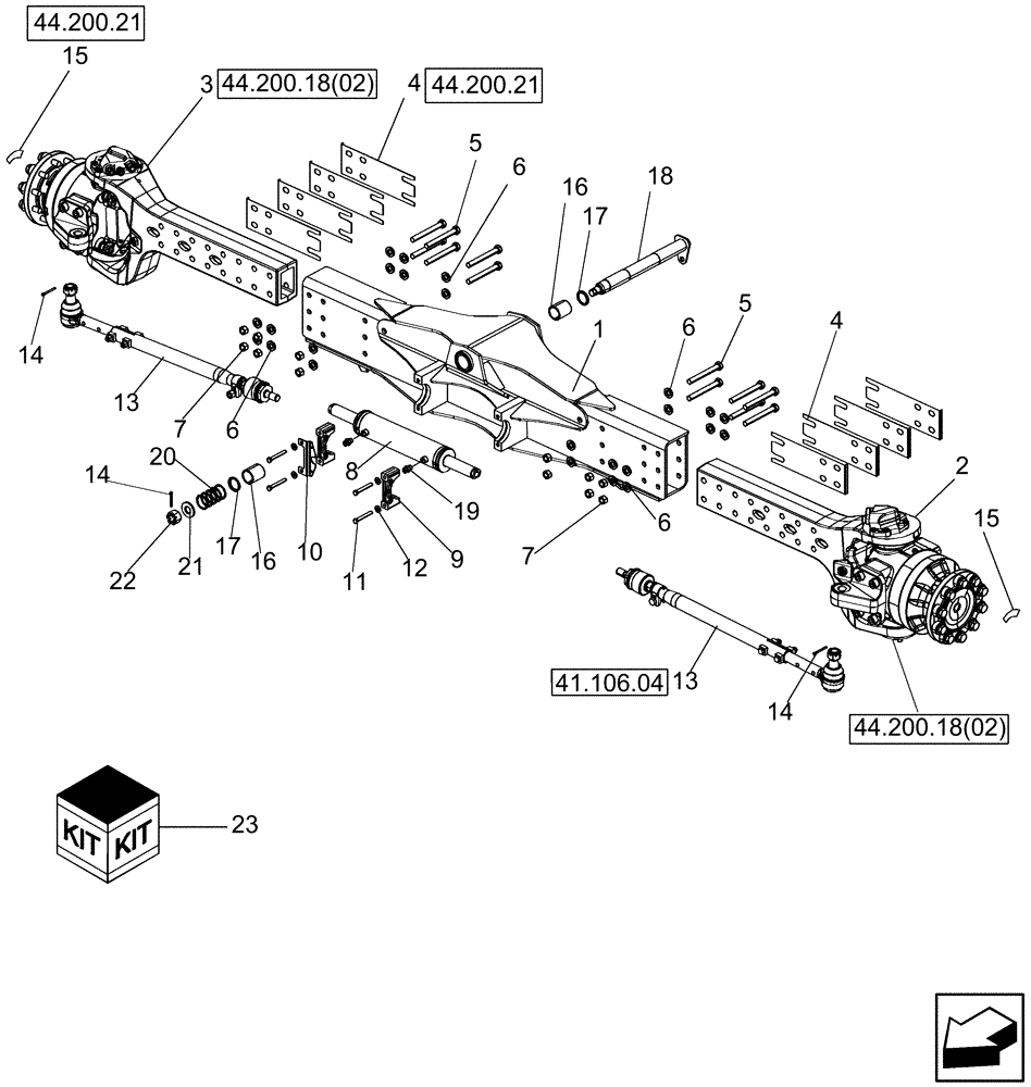 Схема запчастей Case IH 7130 - (44.200.19[02]) - AXLE ASSEMBLY, REAR, POWER GUIDE AXLE (44) - WHEELS