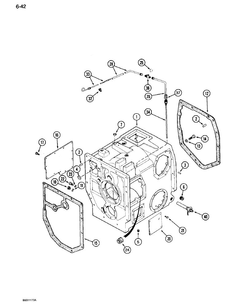 Схема запчастей Case IH 7120 - (6-042) - TRANSMISSION, RANGE HOUSING, PRIOR TO TRANSMISSION SERIAL NUMBER AJB0044915 (06) - POWER TRAIN