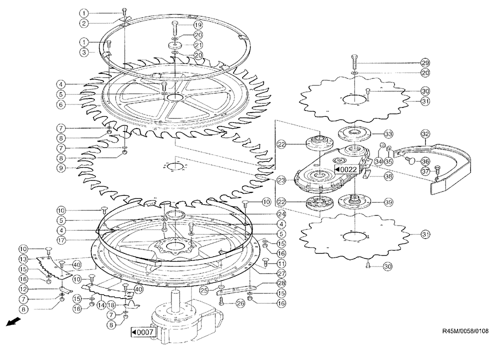 Схема запчастей Case IH RU450 - (0058) - INTAKE DISC, MIDDLE (58) - ATTACHMENTS/HEADERS