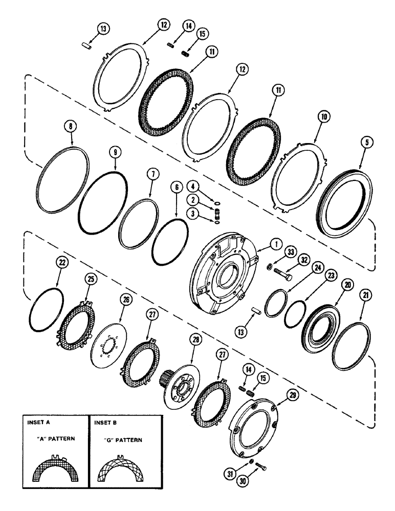 Схема запчастей Case IH 3294 - (6-186) - POWER SHIFT TRANSMISSION, (C1) AND (C4) CLUTCHES (06) - POWER TRAIN
