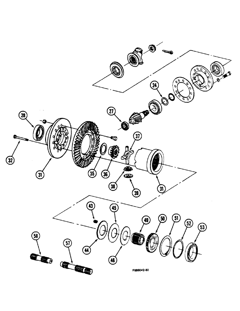 Схема запчастей Case IH 9150 - (6-084) - AXLE ASSEMBLY, DIFFERENTIAL, K592 BAR AXLE, (CONT) (06) - POWER TRAIN