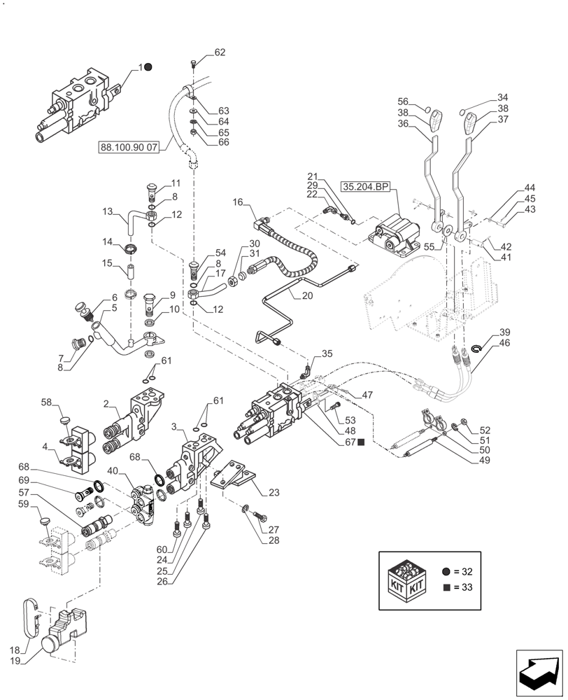 Схема запчастей Case IH FARMALL 110A - (35.204.BE[01]) - DELUXE REMOTE HYDRAULIC CONTROL VALVE - BEFORE SN: CF01573M, CF01578M, CF01596M (35) - HYDRAULIC SYSTEMS