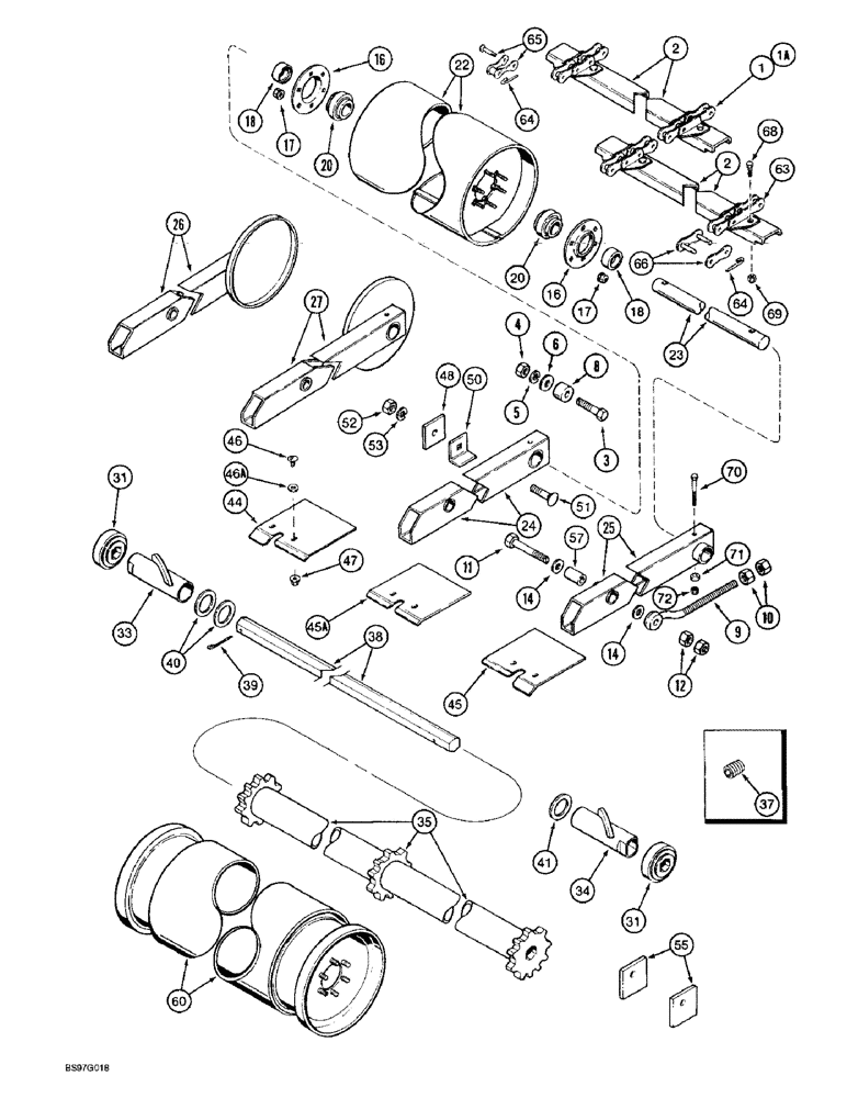 Схема запчастей Case IH 2188 - (9A-41A) - FEEDER, CONVEYER WITH 3 STRAND CONVEYER CHAIN (13) - FEEDER