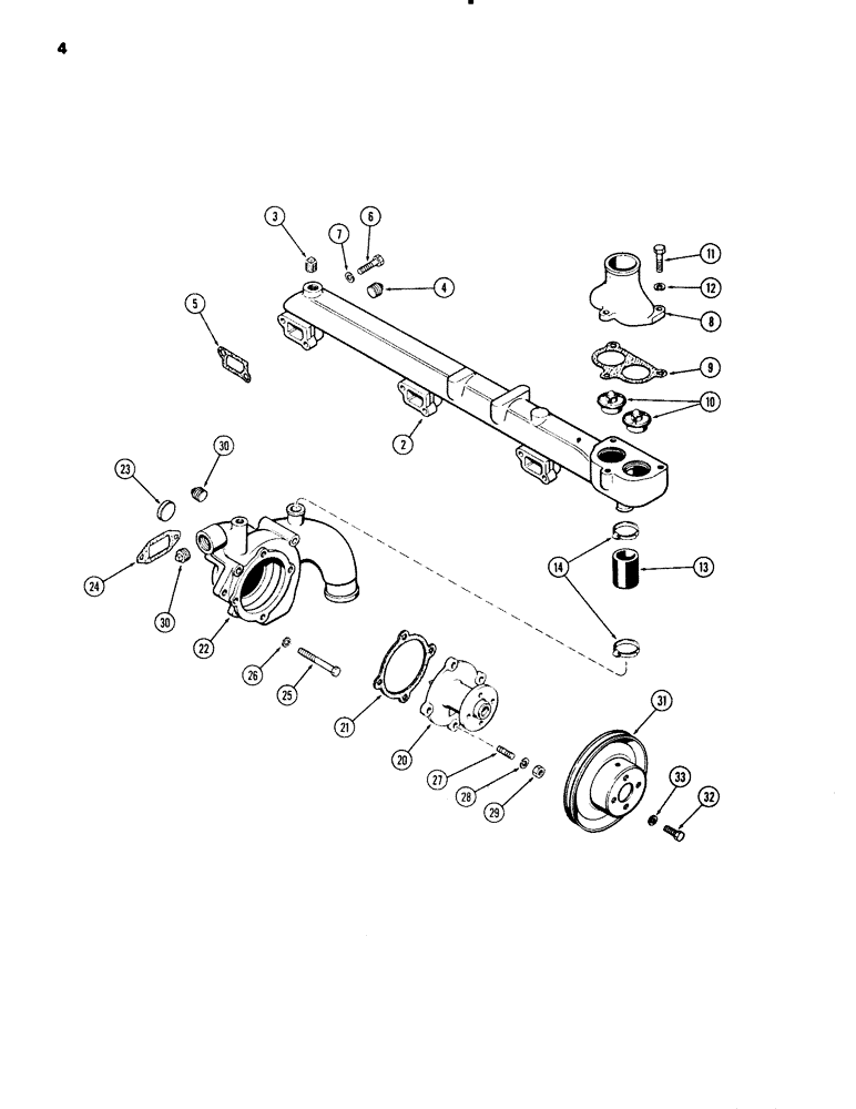 Схема запчастей Case IH 451BD - (004) - WATER MANIFOLD, ENGINE LESS FUEL DEVICE, 504BD AND 451BD NATURALLY ASPIRATED ENGINES (02) - ENGINE