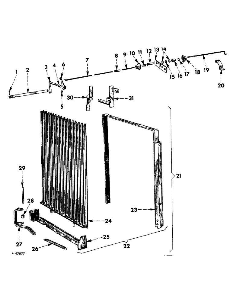 Схема запчастей Case IH 300 - (182) - CHASSIS, RADIATOR SHUTTER AND CONTROLS, FOR TRACTORS EQUIPPED W/RADIATOR SHUTTERS (12) - CHASSIS