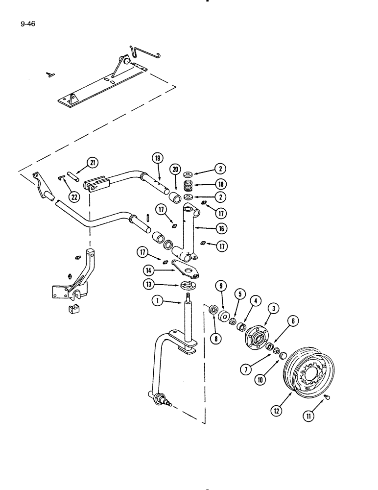 Схема запчастей Case IH 720 - (9-46) - FRONT FURROW WHEEL, FOR 5 THRU 8 FURROW, ON THE LAND (09) - CHASSIS/ATTACHMENTS