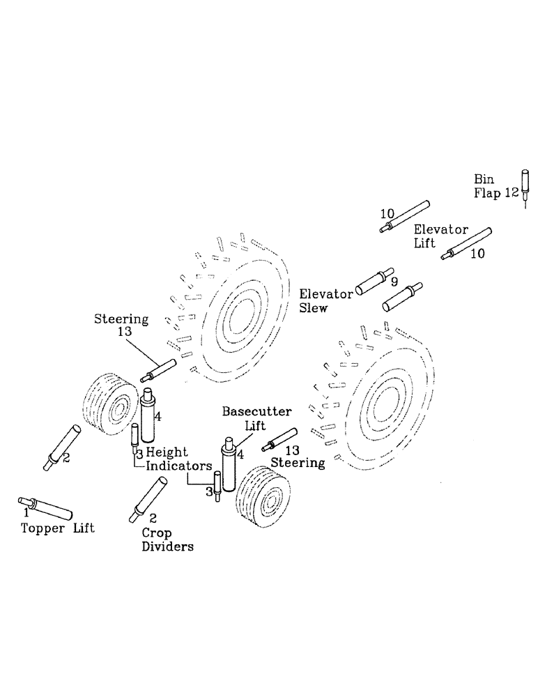 Схема запчастей Case IH 7000 - (B01-01) - HYDRAULIC CYLINDERS, 7000 Hydraulic Components & Circuits