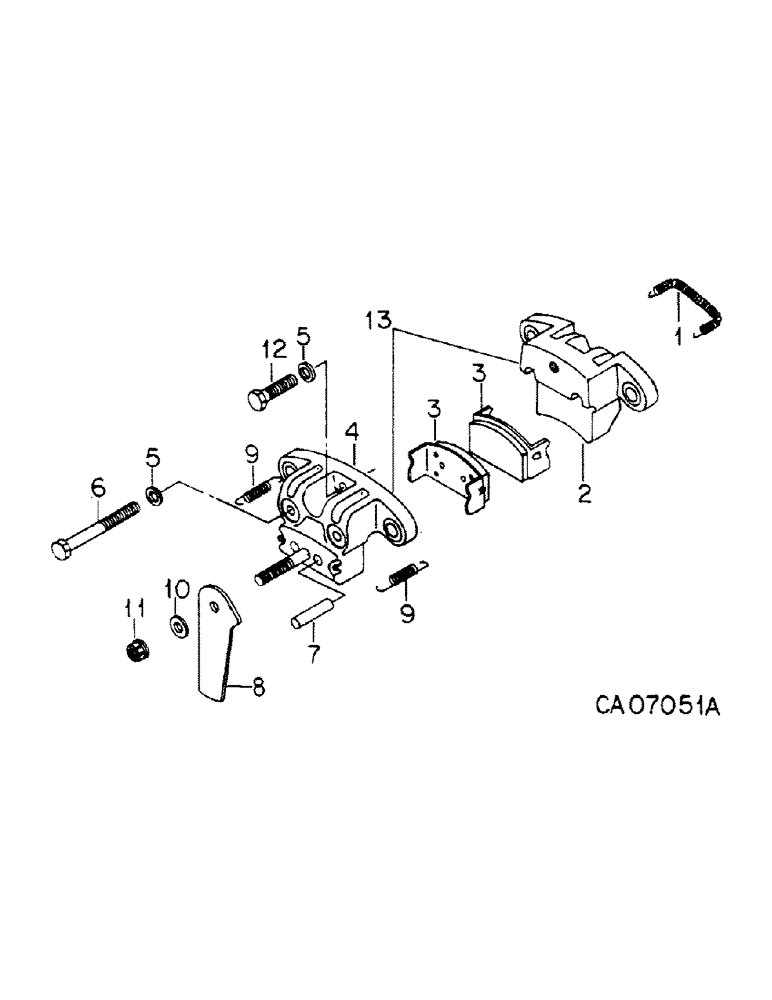Схема запчастей Case IH 4386 - (04-13) - BRAKES, HAND BRAKE CALIPER, 4386 TRACTORS WITH SERIAL NO. 2101 AND ABOVE (5.1) - BRAKES