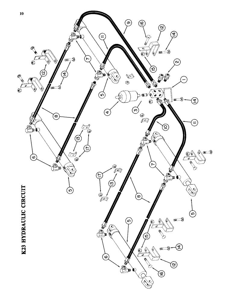 Схема запчастей Case IH K23A - (10) - HYDRAULIC CIRCUIT 