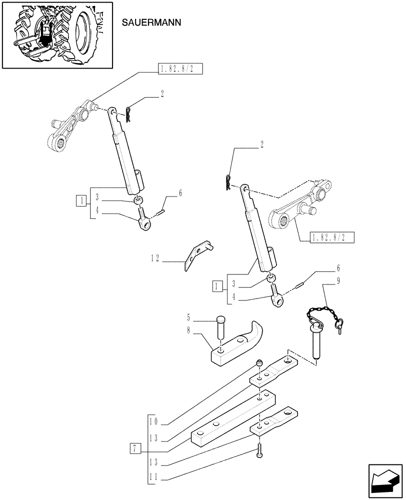 Схема запчастей Case IH JX1075C - (1.89.3/13[04]) - (VAR.929) TOW HOOK AND BAR (PICK-UP) - PIN , ARMS, BRACKETS, SUPPORTS (09) - IMPLEMENT LIFT