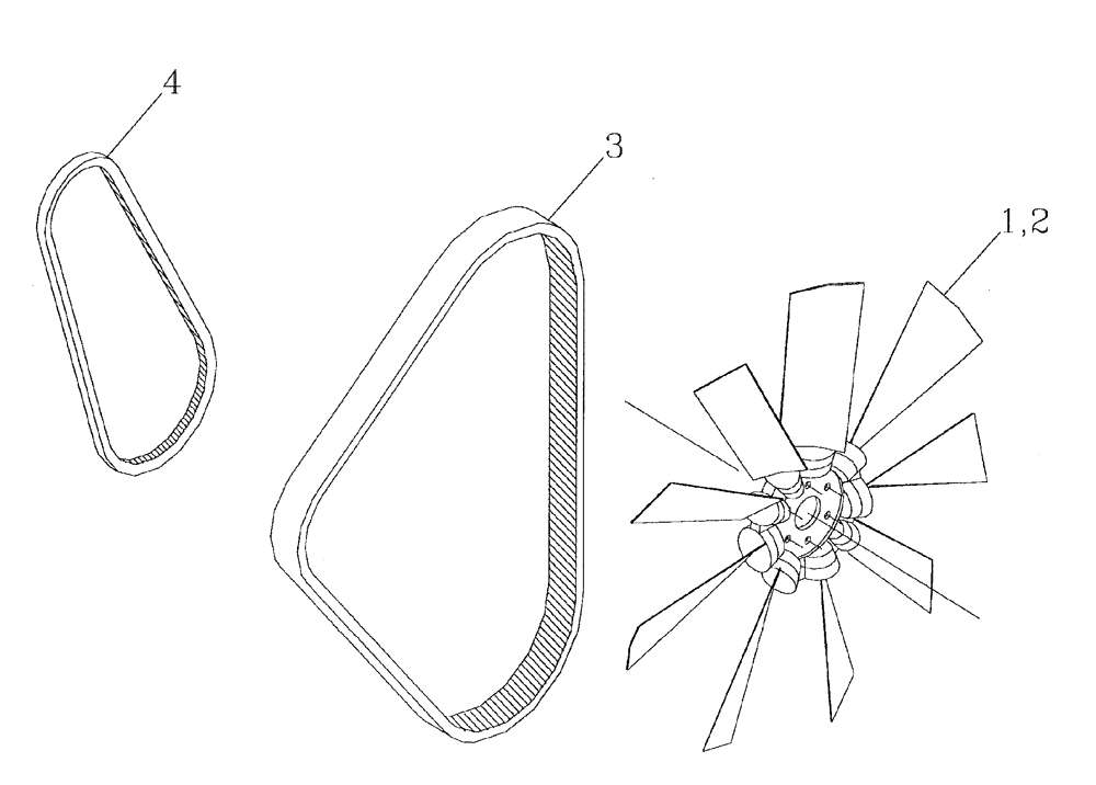 Схема запчастей Case IH 7700 - (C02[06]) - COOLING FAN AND DRIVE BELTS {M11} Engine & Engine Attachments