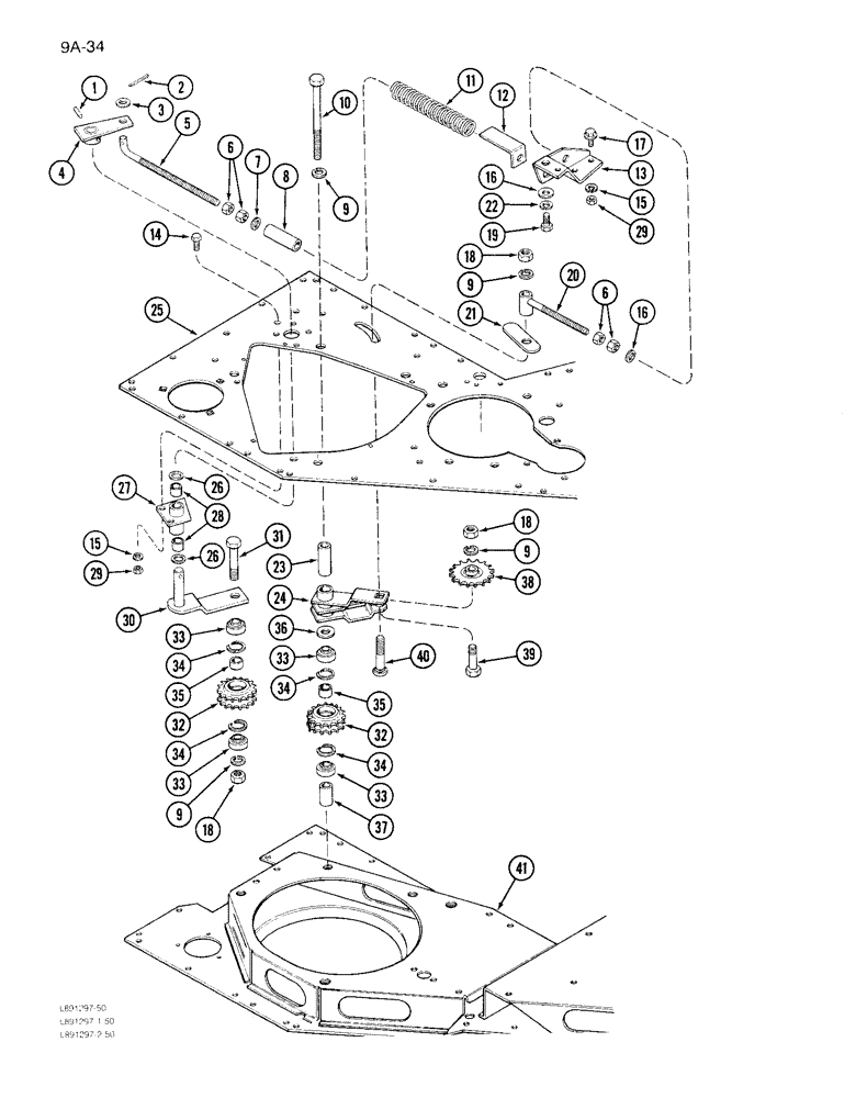 Схема запчастей Case IH 1844 - (9A-034) - IDLER ARMS AND SPROCKET REAR SPINDLE CHAIN (13) - PICKING SYSTEM