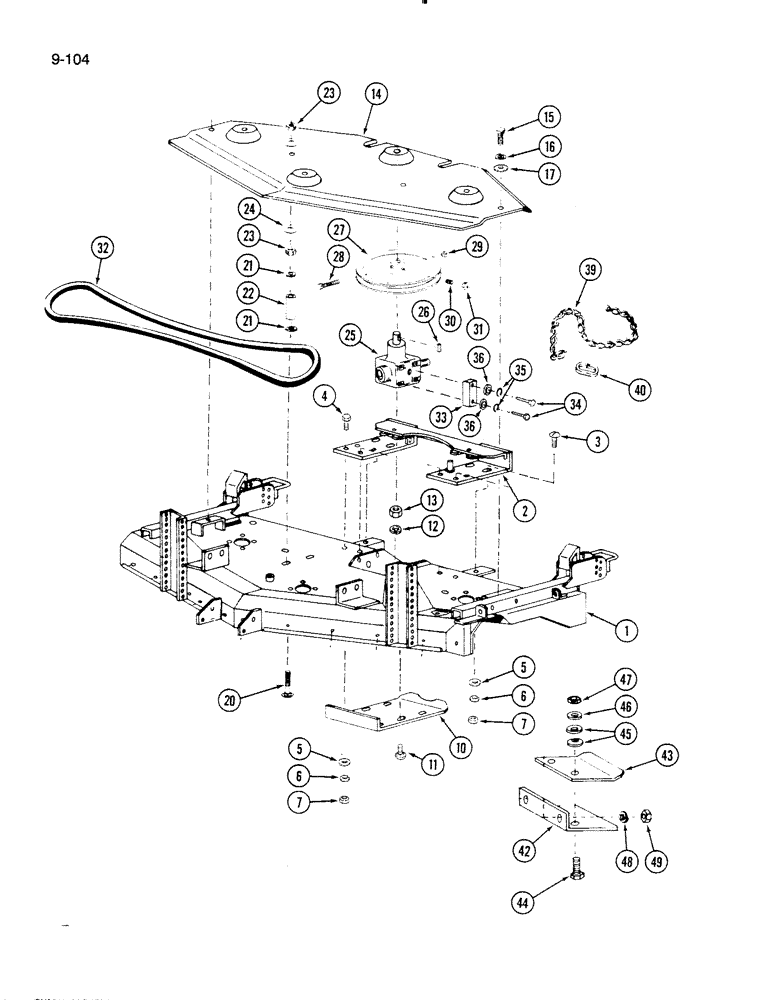 Схема запчастей Case IH 60FMS - (9-104) - BELT COVER AND DRIVE, 60FMS MOWER (03) - CHASSIS/MOUNTED EQUIPMENT