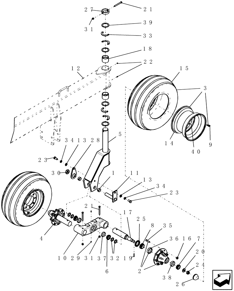 Схема запчастей Case IH 40 - (44.100.02) - FRONT CASTER - WING (44) - WHEELS