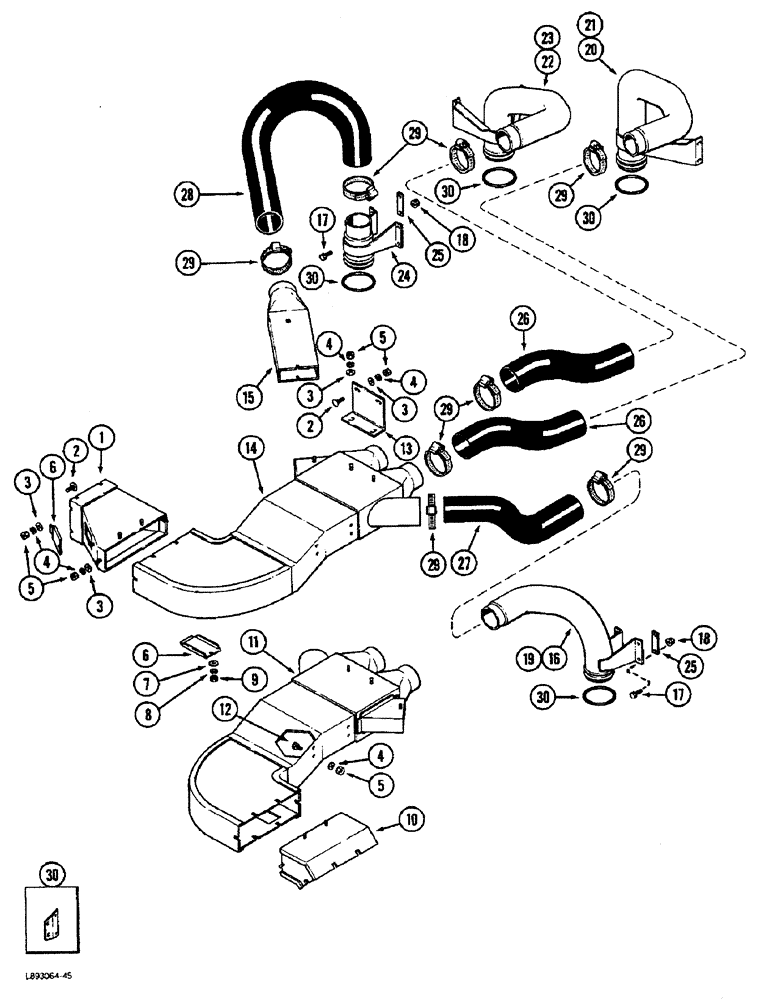 Схема запчастей Case IH 1844 - (9B-36) - AIR DUCTS AND HOSES, 1844 COTTON PICKER (15) - HANDLING SYSTEM