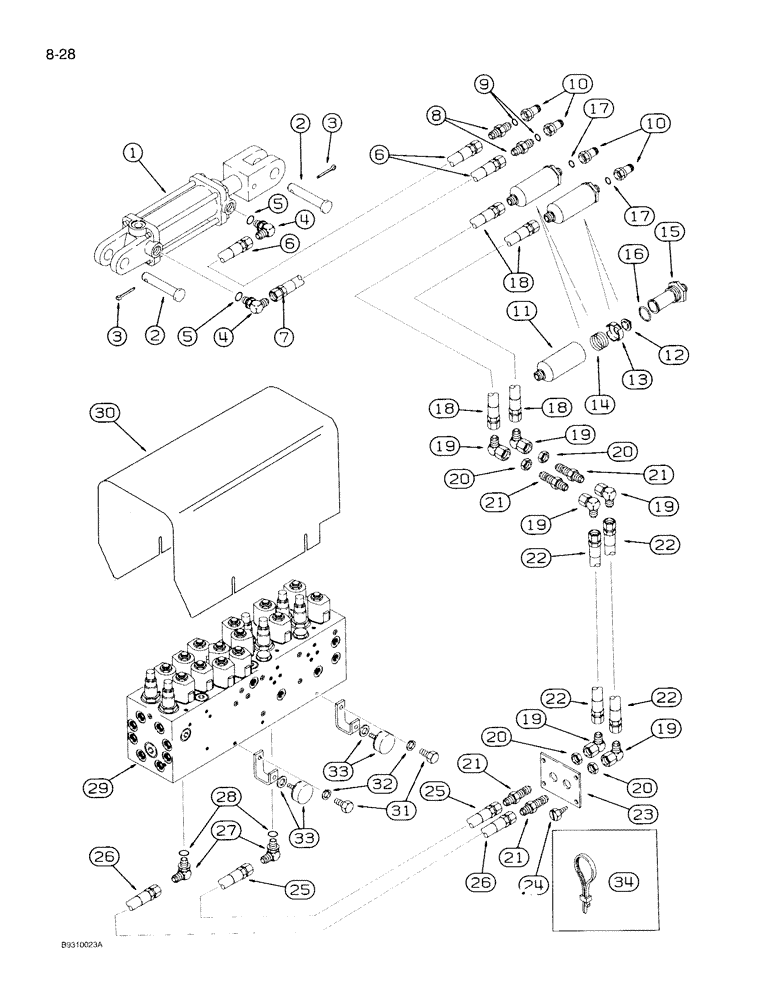 Схема запчастей Case IH 950 - (8-028) - TRACTOR TO PLANTER HYDRAULIC SYSTEM, HYDRAULIC VALVE BLOCK MOUNTING, 12 & 16 ROW NARROW, FRONT FOLD (08) - HYDRAULICS