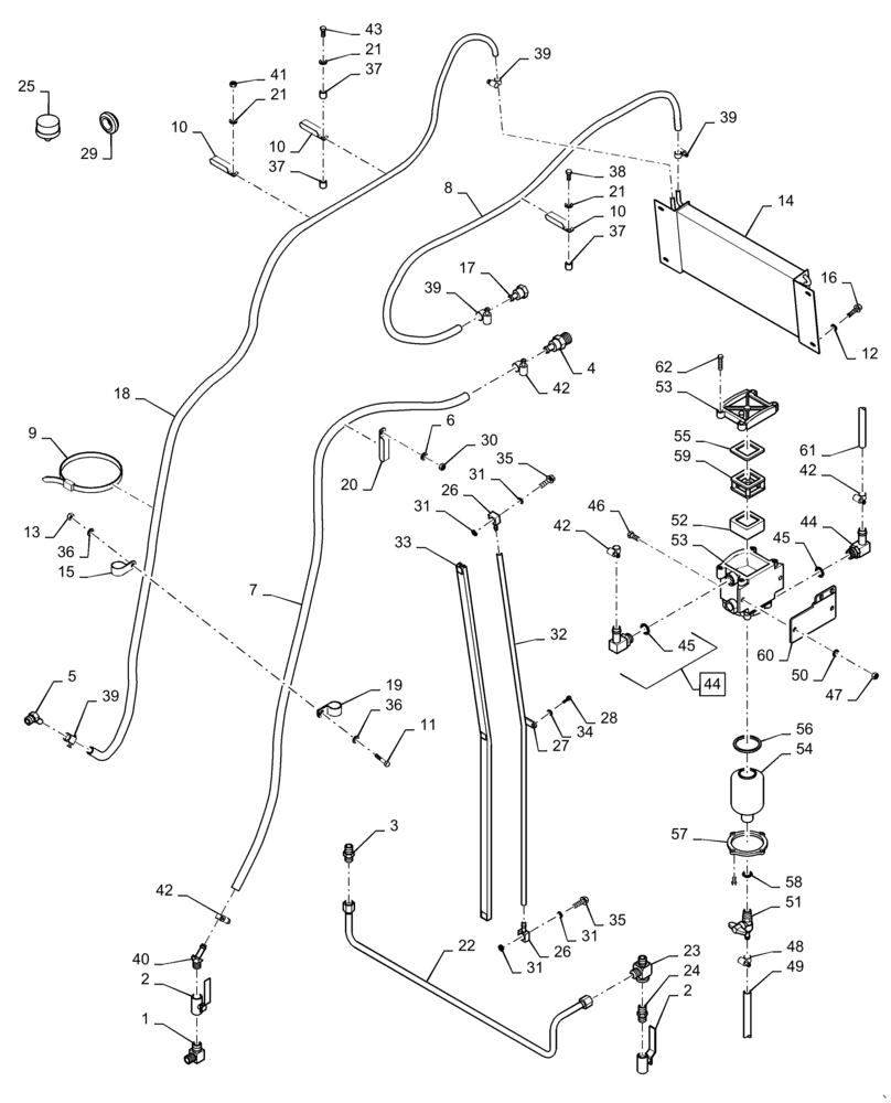 Схема запчастей Case IH STX480 - (03-04) - FUEL LINES, STX & STEIGER 480 / 530 (03) - FUEL SYSTEM