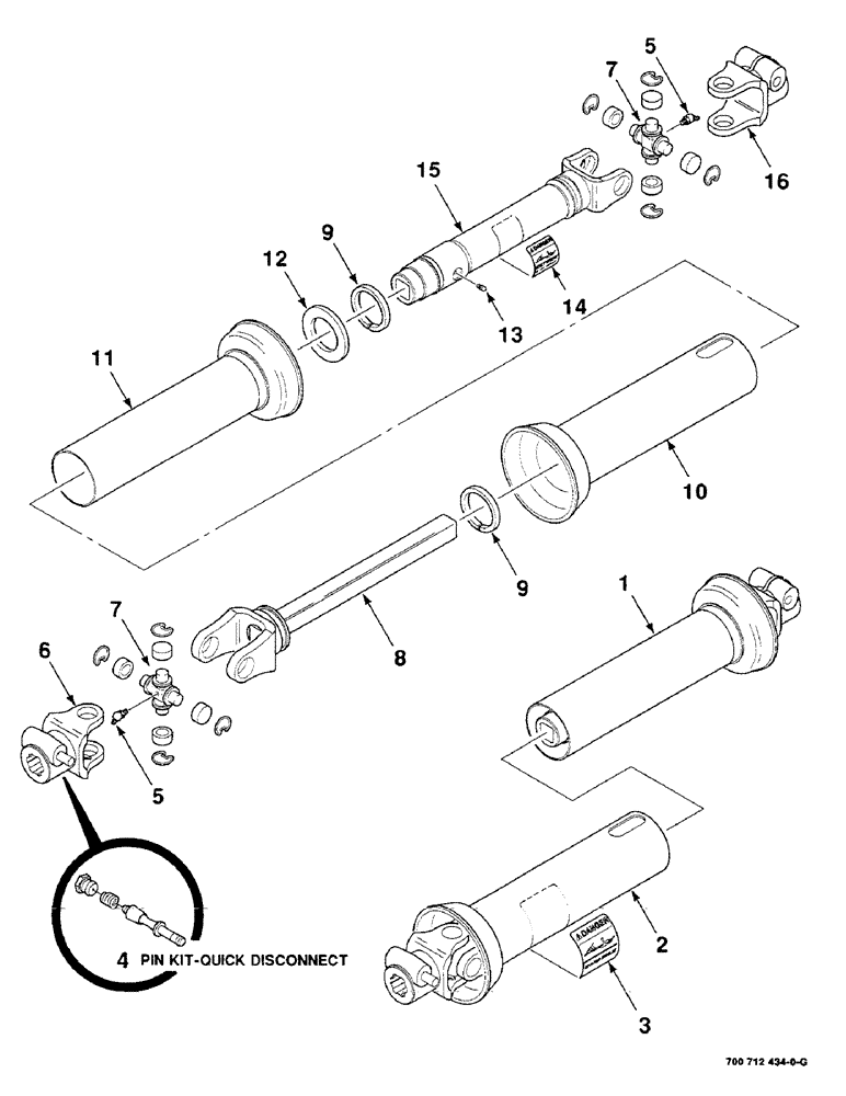 Схема запчастей Case IH 8220 - (7-06) - IMPLEMENT DRIVELINE ASSEMBLY, 1000 RPM (58) - ATTACHMENTS/HEADERS