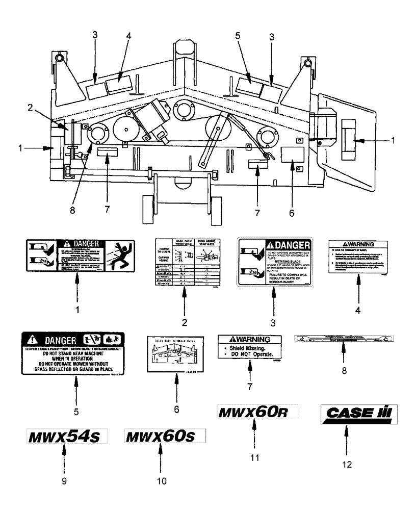 Схема запчастей Case IH MWX60S - (021) - DECALS - MWX54S, MWX60S (CLASS 1) & MWX60R 