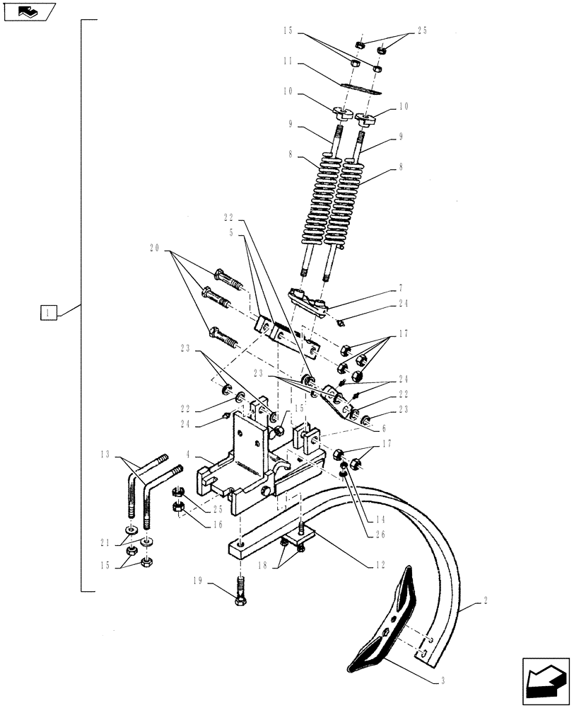 Схема запчастей Case IH COULTER CHAMP - (75.200.03) - AUTOMATIC RESET SHANK ASSY (75) - SOIL PREPARATION