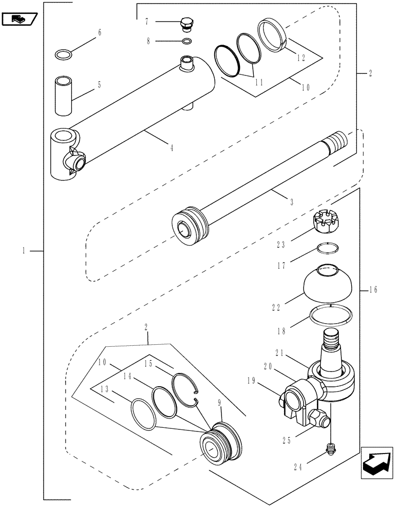 Схема запчастей Case IH MAGNUM 225 - (41.216.02) - STEERING CYLINDER ASSEMBLY, MFD, 10 BOLT HUB (41) - STEERING