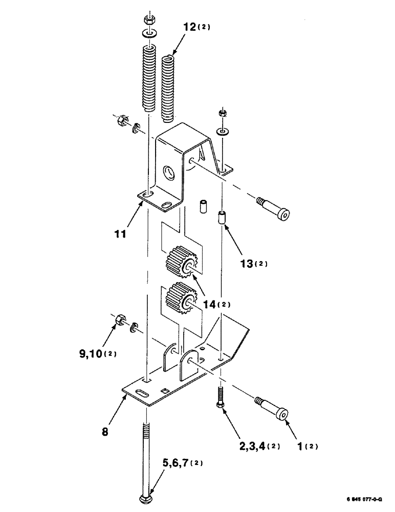 Схема запчастей Case IH 8580 - (06-30) - TENSIONER ASSEMBLY, KNOTTER HEAD, 6845077 TENSIONER ASSEMBLY COMPLETE (14) - BALE CHAMBER