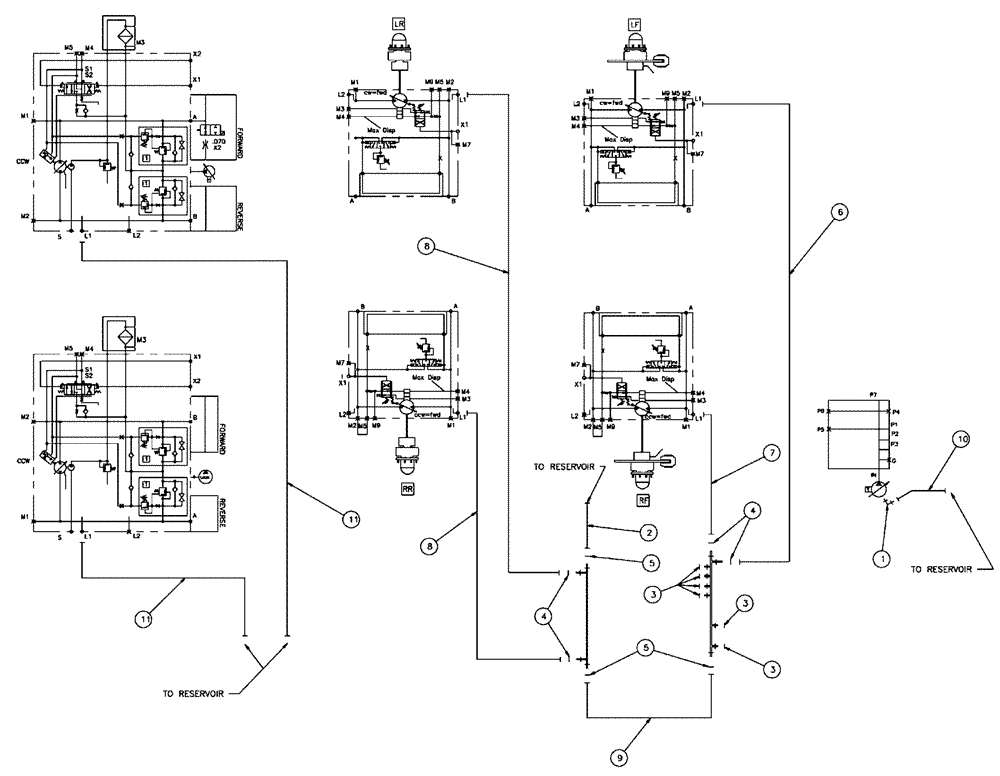 Схема запчастей Case IH SPX4260 - (06-020) - HYDRAULIC GROUP, CASE DRAIN Hydraulic Plumbing
