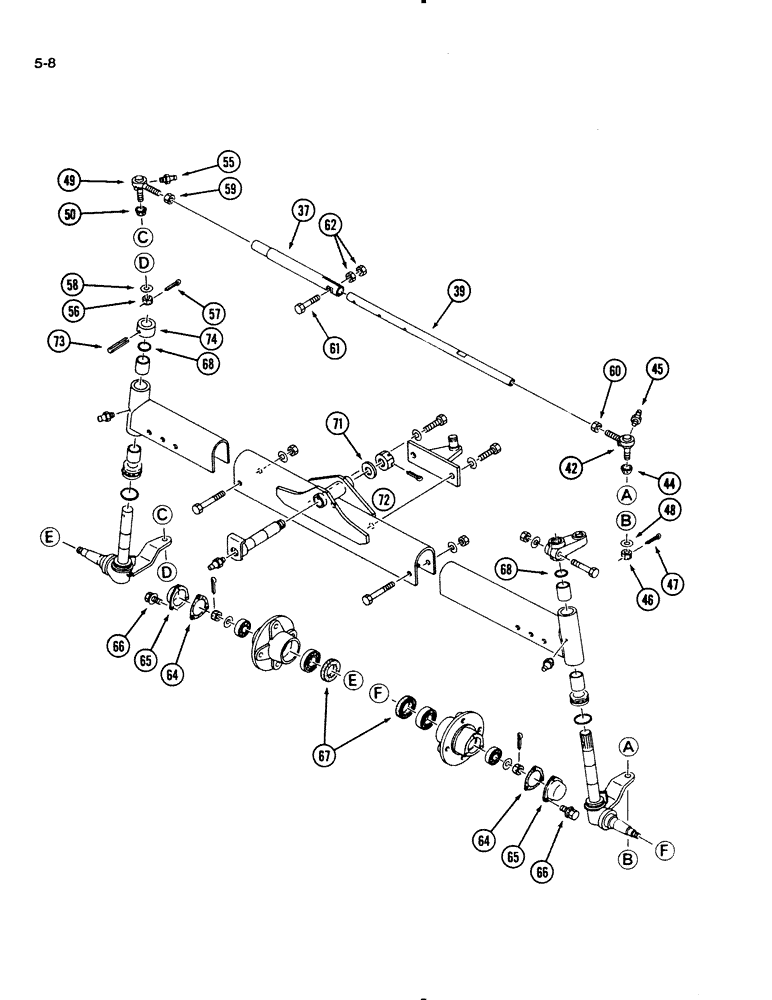Схема запчастей Case IH 1140 - (5-08) - FRONT AXLE, TWO WHEEL DRIVE, 1140 TRACTOR (05) - STEERING