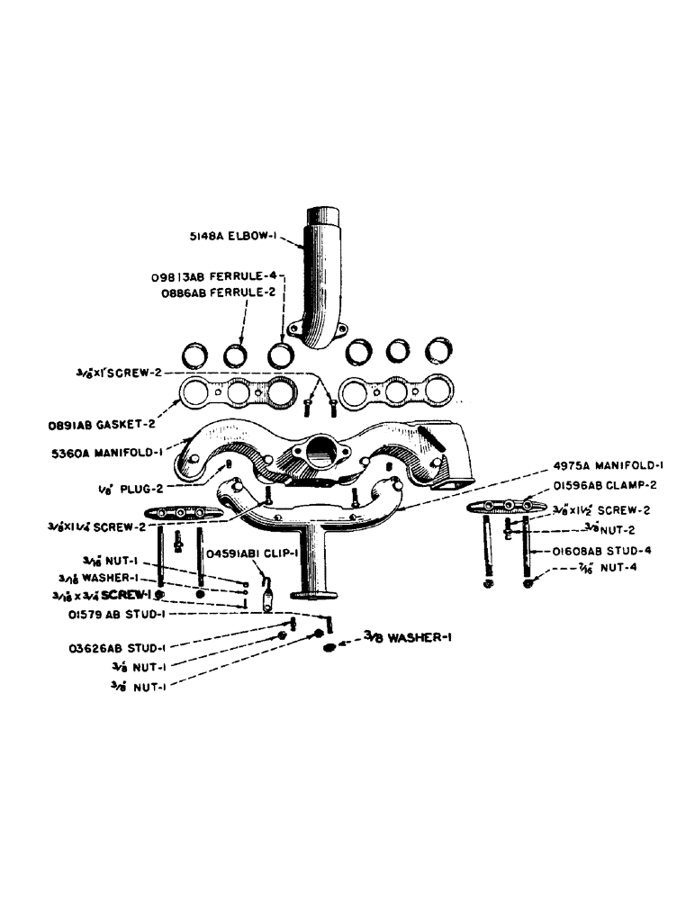 Схема запчастей Case IH DV-SERIES - (019) - GASOLINE MANIFOLD, D, DC, DO, DV (02) - ENGINE