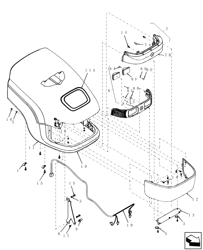 Схема запчастей Case IH DX45 - (08.03.01) - HOOD ASSEMBLY (08) - SHEET METAL
