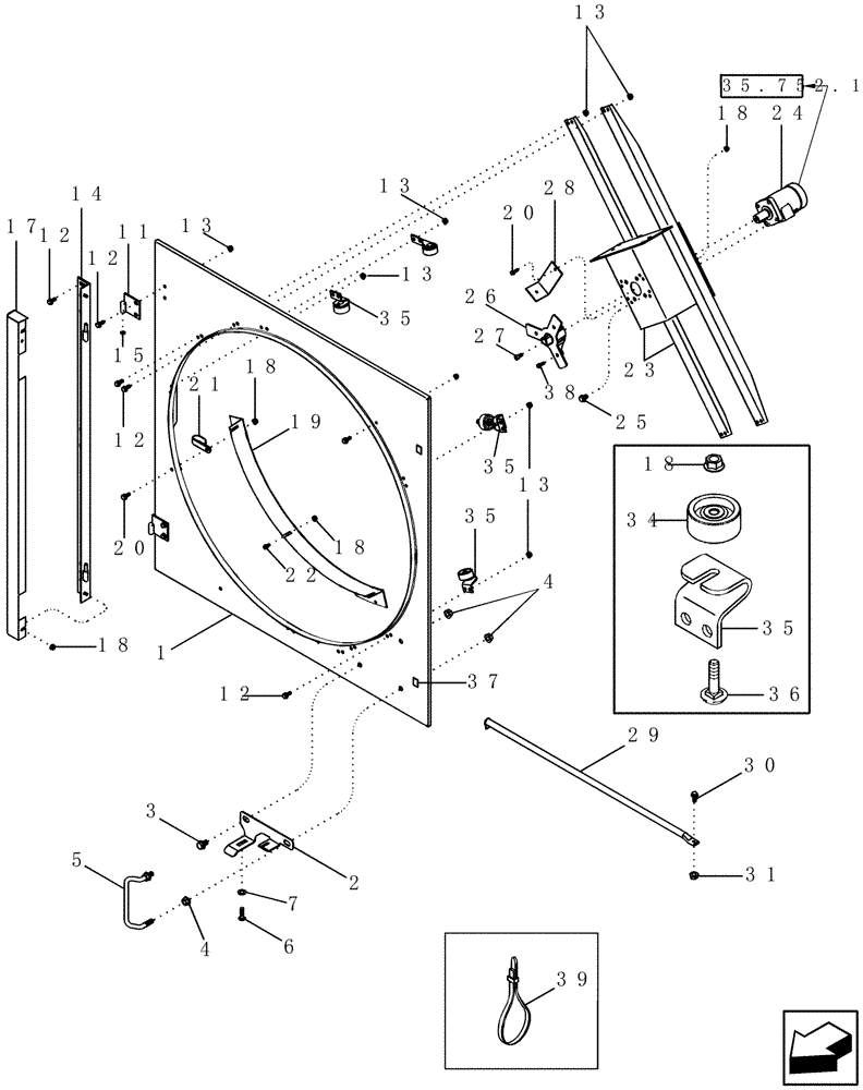 Схема запчастей Case IH 2588 - (10.418.25) - PLASTIC DOOR ASSY - ROTARY AIR SCREEN (10) - ENGINE