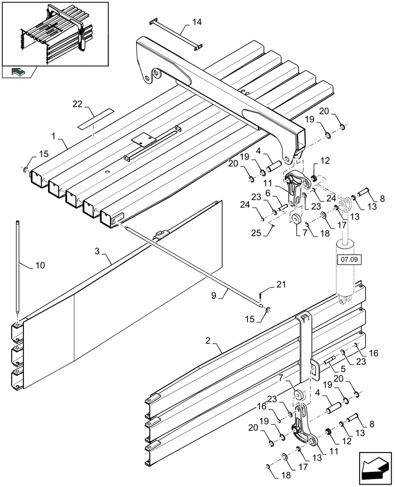 Схема запчастей Case IH LB333S - (14.05[01]) - PLATE BALE CHUTE (14) - BALE CHAMBER