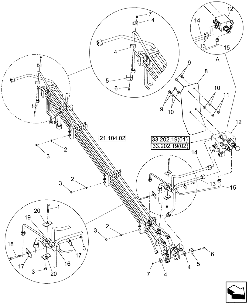 Схема запчастей Case IH 8010 - (35.950.03) - HYDRAULIC TUBES - TOW/PARK - 7010/8010 (35) - HYDRAULIC SYSTEMS