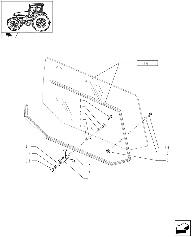 Схема запчастей Case IH FARMALL 85U - (1.92.4[02]) - REAR WINDOW LOCK & REAR GLASS - W/CAB (10) - OPERATORS PLATFORM/CAB