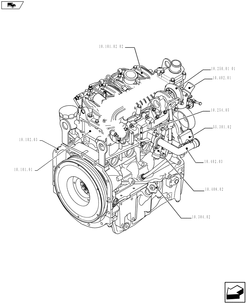 Схема запчастей Case IH F5AE9484G A010 - (10.000.01[02]) - PICTORIAL INDEX - ENGINE (504386487) (10) - ENGINE