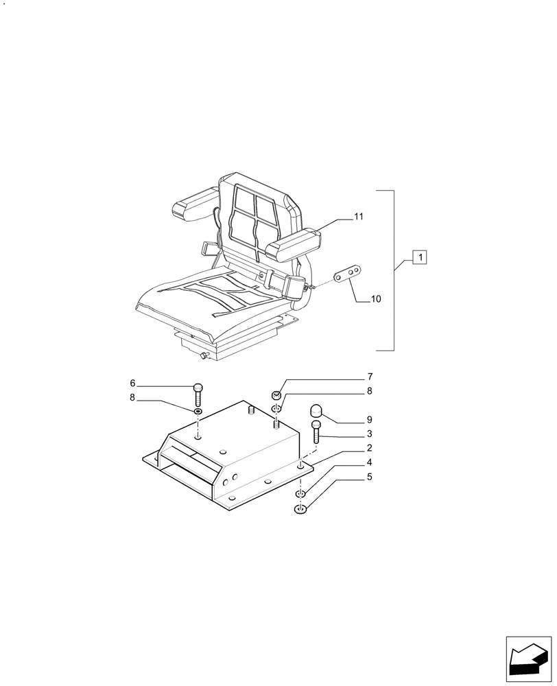 Схема запчастей Case IH FARMALL 110A - (90.120.AD[01]) - DELUXE SEAT WITH RETRACTABLE BELTS AND SWITCH - W/CAB (90) - PLATFORM, CAB, BODYWORK AND DECALS