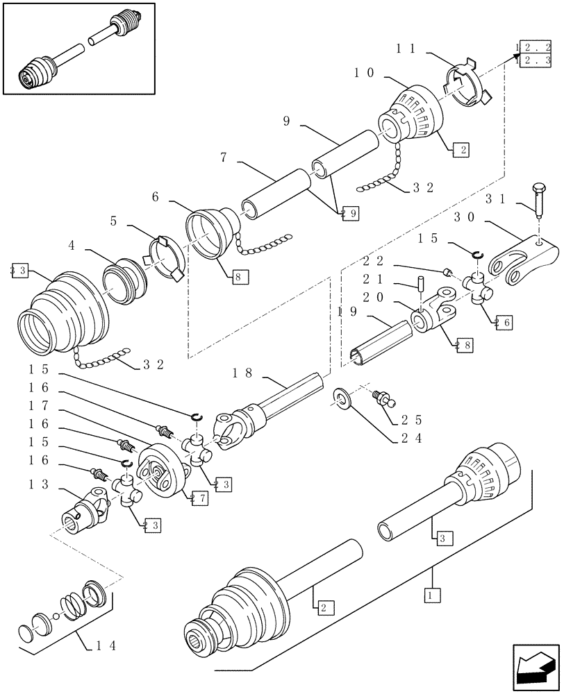 Схема запчастей Case IH LBX331P - (01.01[01]) - POWER TAKE-OFF, FRONT (01) - POWER TAKE OFF
