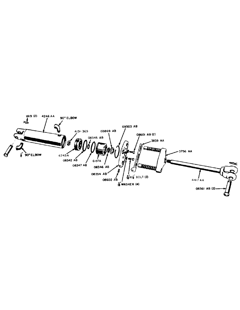 Схема запчастей Case IH 300-SERIES - (170) - PARTS FOR B3785AA PORTABLE CYLINDER, 3-1/4" X 8" (08) - HYDRAULICS